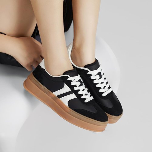 Lxuan Women's Fashion Sneakers - Thick Platform Sole, Anti-Slip Rubber, Lace-Up Comfort Shoes
