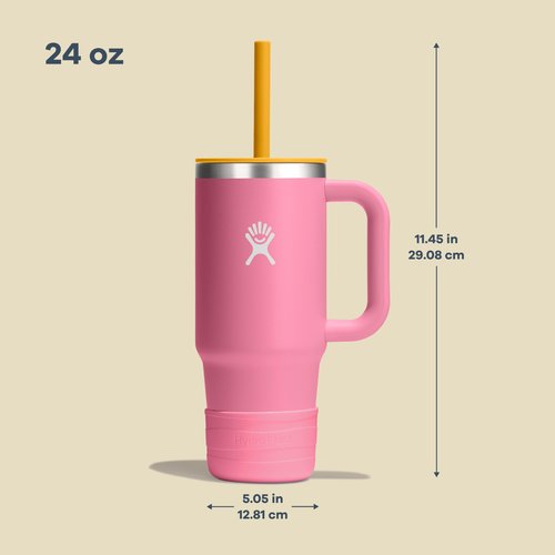 Hydro Flask Kids 24 Oz Travel Tumbler with Handle, Lid and Straw for School - Insulated Stainless Steel in Coconut Cream