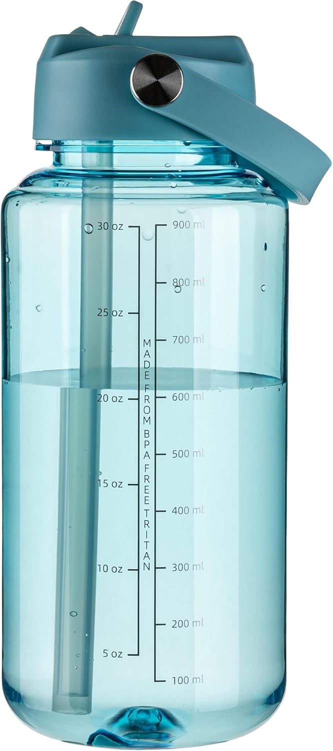 OLDLEY 32 oz Clear Water Bottle - BPA-Free Tritan, Wide Mouth, Leak Proof | Ideal for Gym, Travel, Home, Office