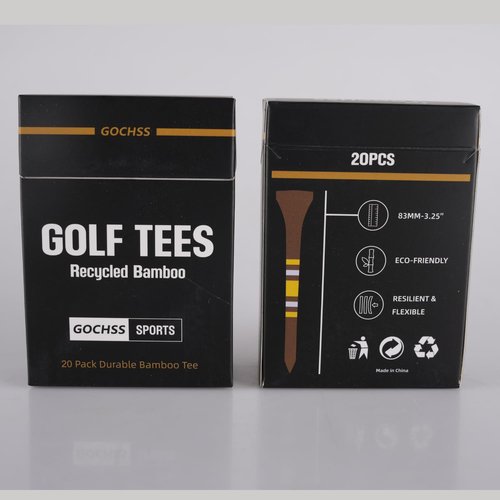 GOCHSS Golf Tees 20pcs 83mm(3.25") Coffee Color Premium Bamboo Golf Tees Cigarette Pack Golf Driver Tees.