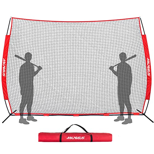 AOLIGEIJS 12x9Ft Red Heavy Duty Baseball Barrier Net Backstop for Sports