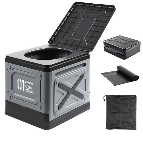 SJUX Portable Toilet for Adults, Collapsible Travel Toilet for Camping, Car, Boat & Emergency Use – Lightweight Folding Potty with Lid & Bag, Compact for Outdoor & RV