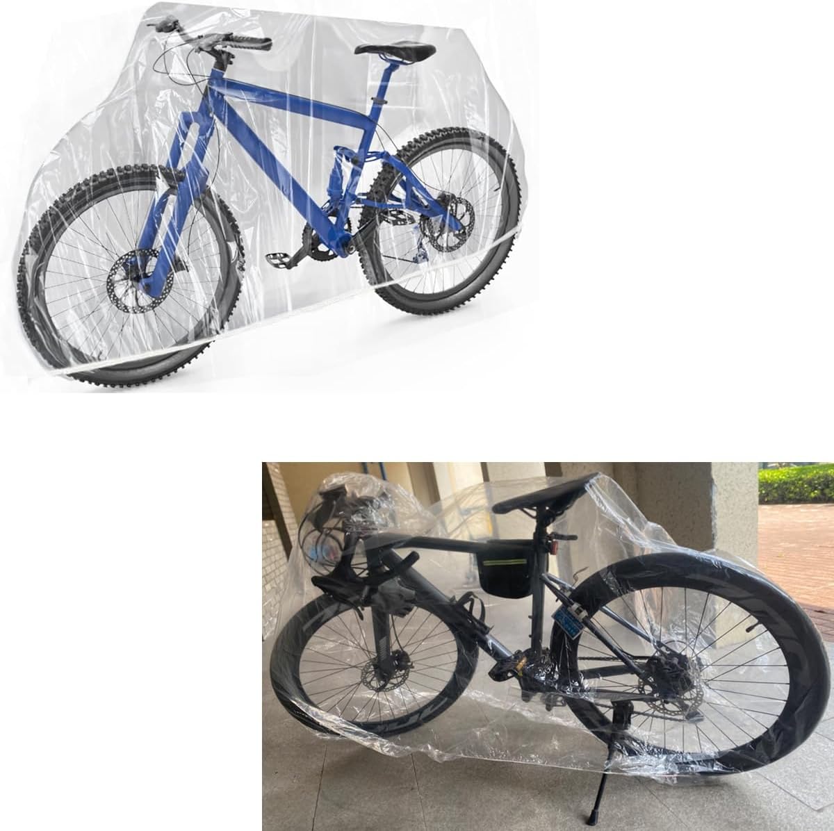 Skiennix Bike Covers - 2 Pack Disposable Clear PEVA Waterproof Outdoor Protection | Lightweight Dust Covers for All Bikes