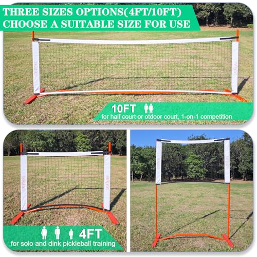 Portable Pickleball Net Set 4FT/10FT Adjustable Rebounder with Paddles - Outdoor Sports Equipment