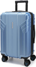 BAGSMART 20-Inch Expandable Carry-On Luggage - Lightweight Hard Shell, Airline Approved, Waterproof, Blue