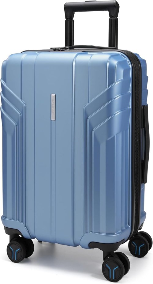 BAGSMART 20-Inch Expandable Carry-On Luggage - Lightweight Hard Shell, Airline Approved, Waterproof, Blue