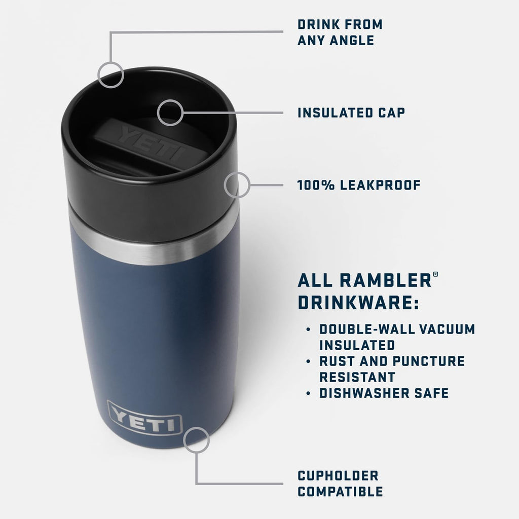 YETI Rambler 8 oz Travel Bottle - Stainless Steel, Vacuum Insulated, Leakproof Commuter Cap | Navy