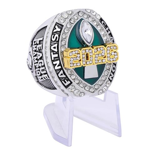 guancrown Fantasy Football Ring 2026 Award Prize Trophy Sports Winner MVP FFL Ring (Ring and Stand, Size 12)