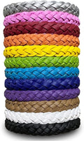 12 Pcs Leather Mosquito Repellent Bracelets, Solid Color Individually Wrapped Soft Leather Insect & Bug Repellent Wrist Bands for Kids & Adults Outdoor Camping Fishing Traveling