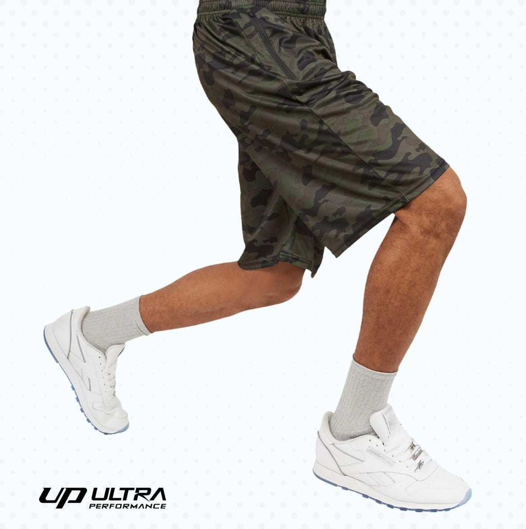 Ultra Performance Men's Athletic Running Shorts - 5 Pack Loose Fit Gym & Basketball Shorts with Zippered Pockets
