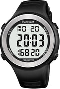 Hearkent Waterproof Pedometer Watch - Digital Step Counter with Light & Alarm | Fitness Tracker for Men & Women