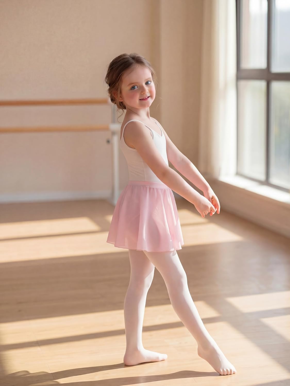 Stelle Girls Ballet Skirt - Chiffon Dance Skirt with Mesh Bowknot | Elastic Waist Pull-On Design