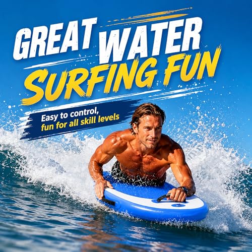 43-Inch Inflatable Bodyboard for Beach Surfing Lightweight & Foldable