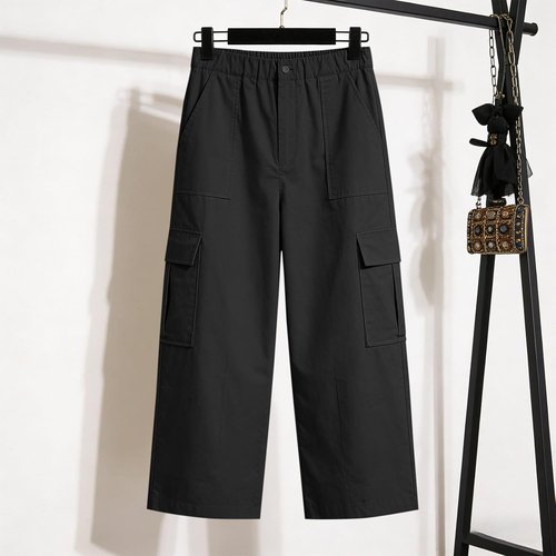 LRMQS Cargo Capris for Women - Summer Casual Loose Pants with Pockets | Plus Size High-Waisted Cropped Style