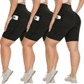 Syrinx 3-Pack High-Waisted Biker Shorts for Women with Pockets - 8"/5" Inseam, Non-See-Through