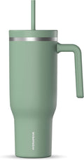 Hydrapeak Voyager 40 Oz Insulated Stainless Steel Tumbler - Handle, Straw & Lid | Cupholder Friendly (Sage)