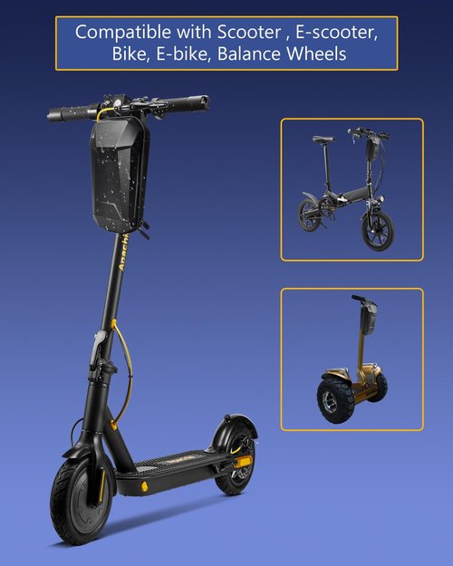 SYNAGY Scooter Storage Bag with USB Charging Port, Electric Scooter Handlebar Bags for Escooter, Electric Bike, Ebike, 4L (Standard-long Straps)