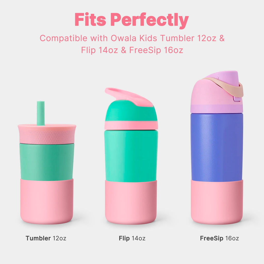 Diumepo Silicone Water Bottle Boot for Owala 14/16oz, Anti-Slip Protective Sleeve Bottom Bumper Protector for Owala 12 oz Tumbler, Flip 14 oz and FreeSip 16 oz Water Bottle (Light Pink)