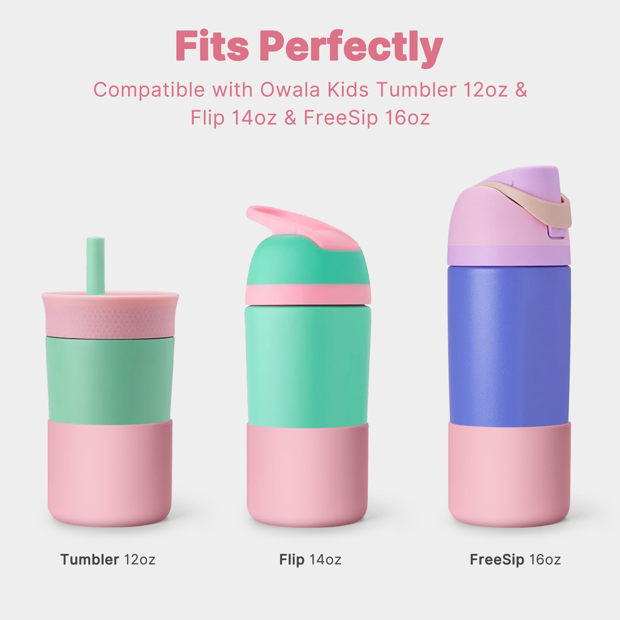 Diumepo Silicone Water Bottle Boot for Owala 14/16oz, Anti-Slip Protective Sleeve Bottom Bumper Protector for Owala 12 oz Tumbler, Flip 14 oz and FreeSip 16 oz Water Bottle (Light Pink)