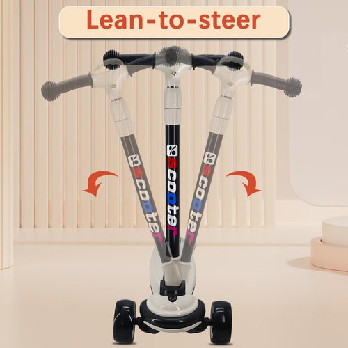 3 Wheels Kick Scooter for Kids Teens Ages 6-18 Years Extral Wide Deck 4 Adjustable Height and Foldable Handlebar LED Flashing Glider Push Scooter for Boys Girls