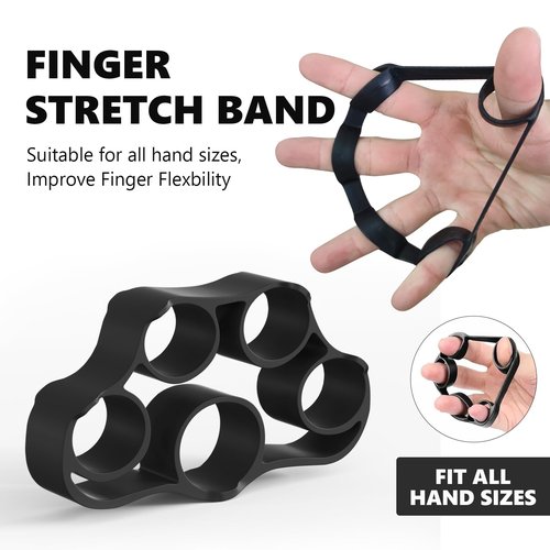 Professional Hand Grip Strengthener Trainer Kit, 50-100LB Metal Hand Gripper with 2 Finger Stretcher & 2 Grip Ring Wrist Foream Strengthener Exercise Workout Trainer for Pro Beginner (Black)