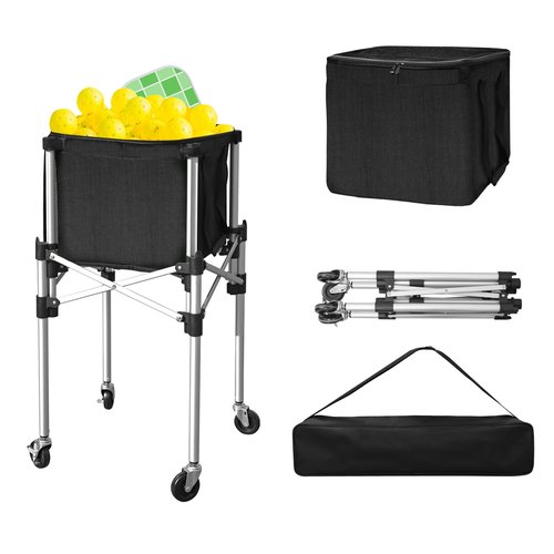 NEESEEYEE Retractable Pickleball Hopper - Foldable Tennis Ball Basket Ball Candy Upgraded Pickleball Caddy Practice Equipment with Wheels for Training/Teaching