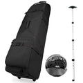 DAFISKY Golf Travel Bag for Airlines with Wheels,Thick Dense Foam Padded Topnm&Adjustable Support Rod for Protect Club,600D Heavy Duty Oxford Lightweight Foldable&Easy to Maneuver Universal Size Black