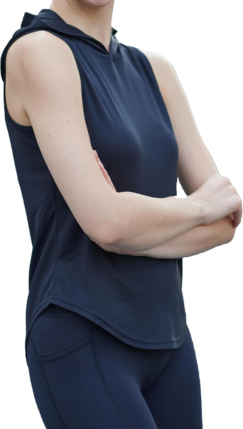 Skiennix Women's Hooded Yoga Tank Top - Quick Dry Sleeveless Running Shirt | Perfect for Gym Workouts
