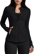 AVGO Women's Running Jacket - Lightweight Slim Fit Zip-Up Athletic Top with Pockets & Thumb Holes