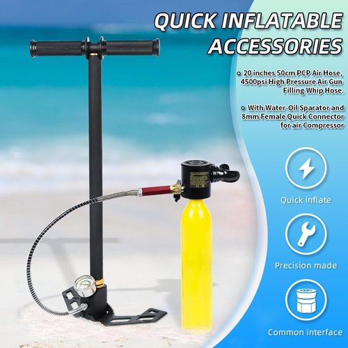 High Pressure PCP Hose by [Brand Name] - 20 Inches, 4500 PSI with Water-Oil Separator & 8mm Quick Connector