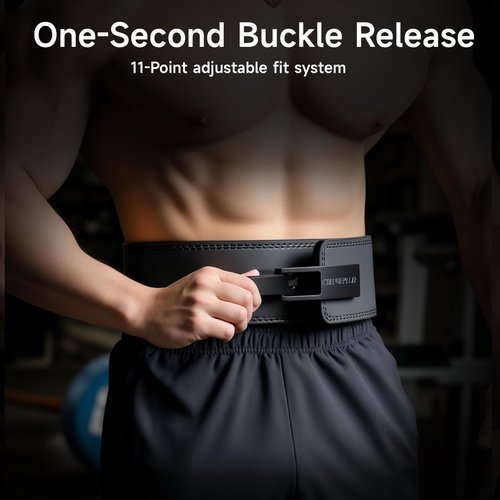 MANUEKLEAR 10mm Thick & 4inch Wide Weight Lifting Belt Lever, Lever Belt Weightlifting for Men and Women, Powerlifting Lever Gym Belt for Squat Deadlift Workout (Black, M(29-35inches))