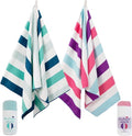 Exclusivo Mezcla Oversized Microfiber Quick Dry Beach Towels - Lightweight Sand-Free Pool Towels (Green & Purple, 35x70 Inches)