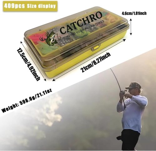 CATCHRO Fishing Lure Kit - 409 Pcs Tackle Box Set for Freshwater & Saltwater | Ideal Gift for All Skill Levels
