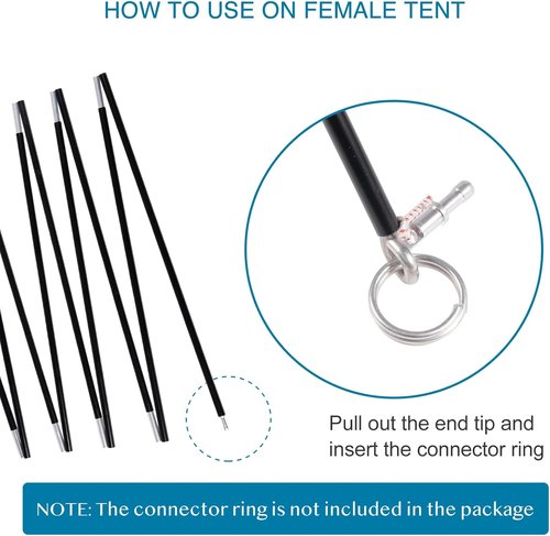 Aluminum Tent Poles Replacement - Black Pre-Assembled 7001 T6 Camping Tent Rod for Durability