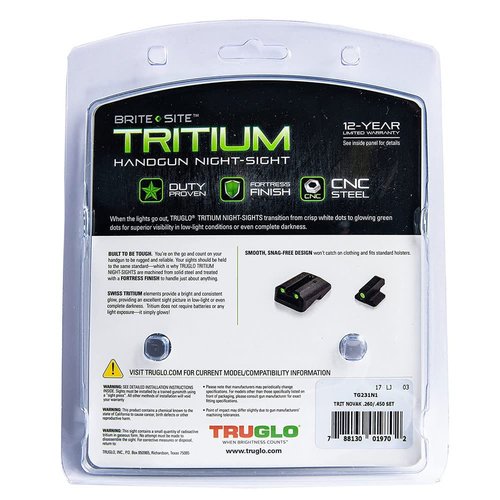 TRUGLO Tritium Handgun Glow-in-the-Dark Night Sights for 1911 Pistols, 260 Front, 450 Rear, Black, One Size