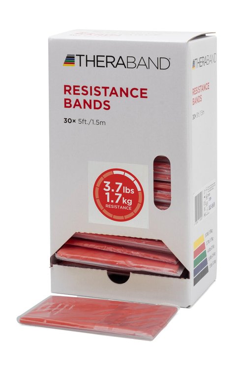 Theraband 20960 Professional Latex Elastic Fitness Band for Upper & Lower Body Exercise and Physical Therapy, Beginner Level 3, 5' Length, Medium, Red