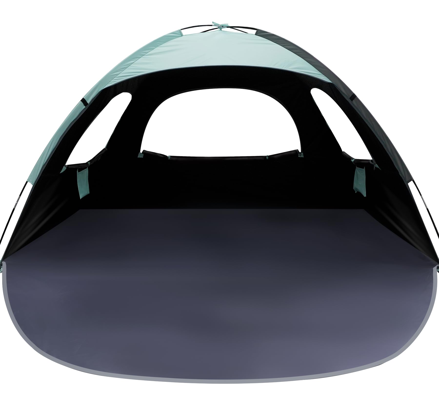 WhiteFang Beach Tent Anti-UV Portable Sun Shade Shelter for 4 Person with Blackout Shelter, Extendable Floor with 3 Ventilating Mesh Windows Plus Carrying Bag, Stakes and Guy Lines (Mint Green)