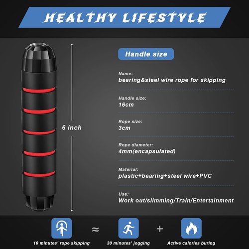 Junkin Jump Ropes - 12 Adjustable Speed Skipping Ropes with Foam Handles for Fitness | Cardio Training