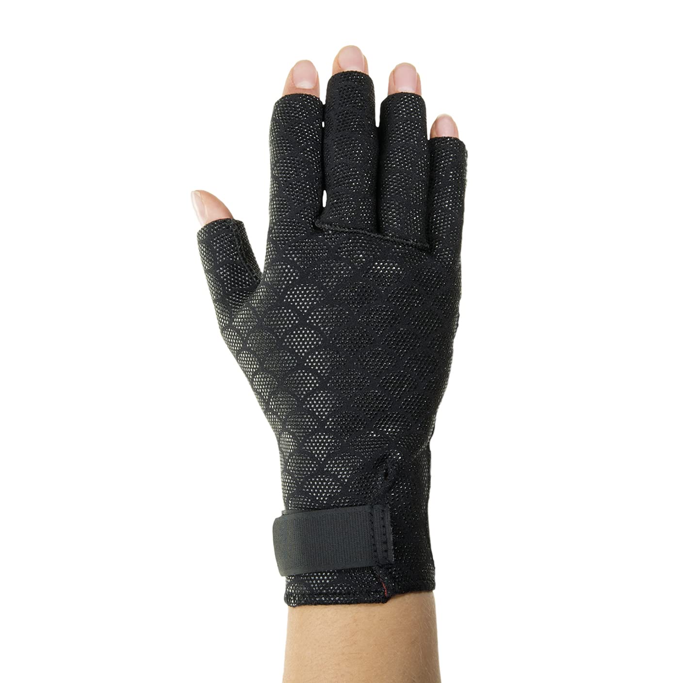 Thermoskin Arthritic Fingerless Gloves, Black, Medium, 8"-8_" (21-23 cm)