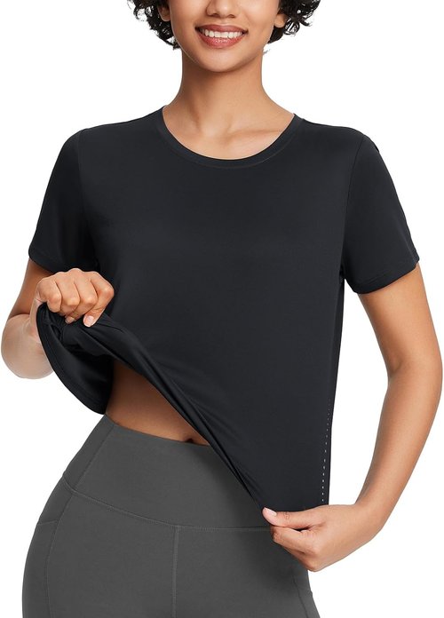 Baleaf Women's Athletic Sun Shirts - Short Sleeve Running Tops with UPF 50+ Quick Dry Lightweight Design