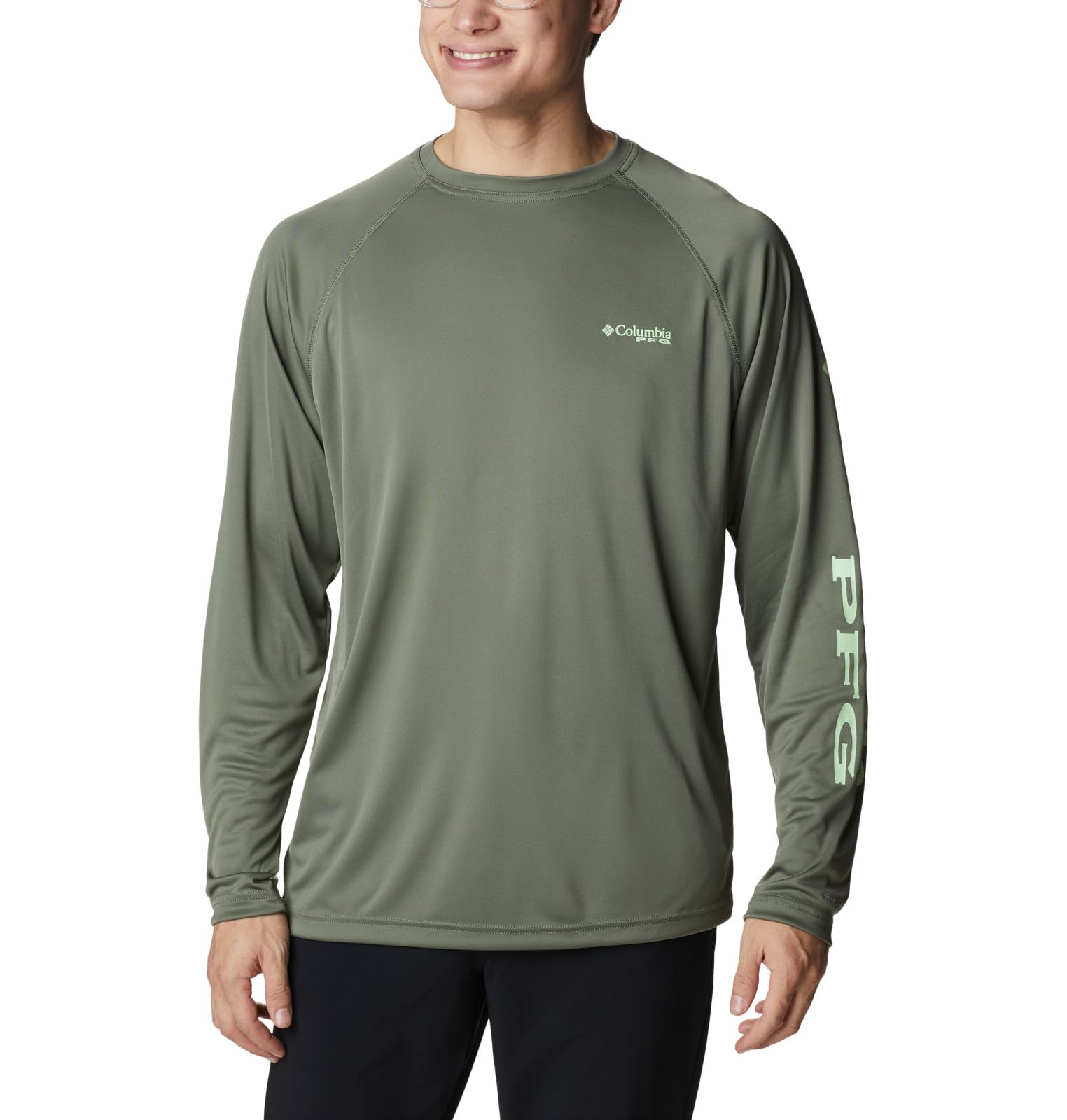 Columbia Men's Terminal Tackle Long Sleeve Shirt, Cypress/Key West Logo, X-Large Tall