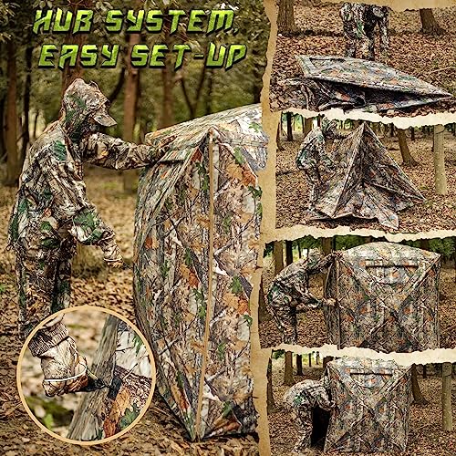 2 Person Hunting Blind with 360° See-Through Mesh - Portable & Durable Ground Hide