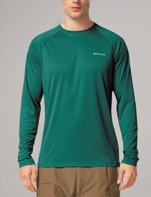 Baleaf Men's UV Protection Shirt - SPF UPF 50+ Long Sleeve Rash Guard for Fishing & Running - Quick Dry Lightweight