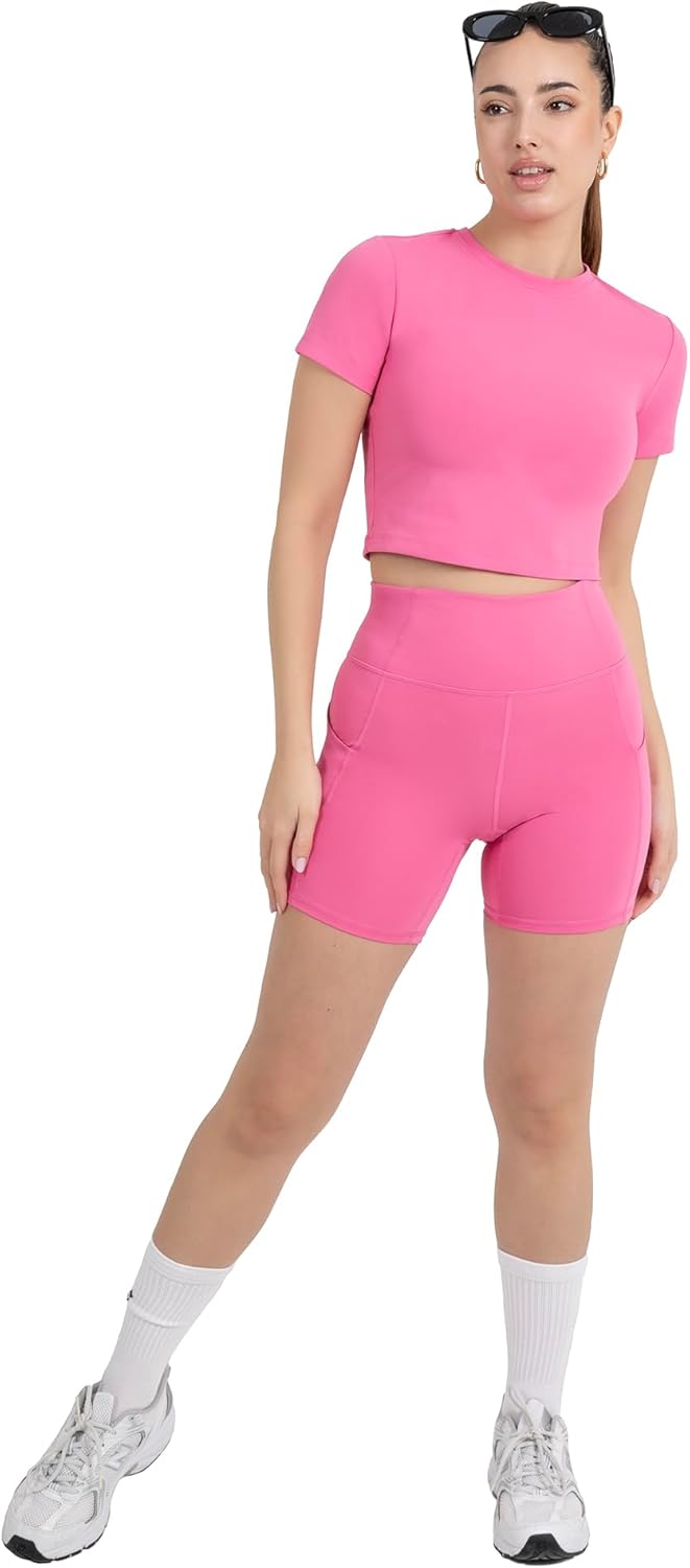 YITTY Ultraluxe Essential Crop Tee - Women's Athleisure Top with 4-Way Stretch