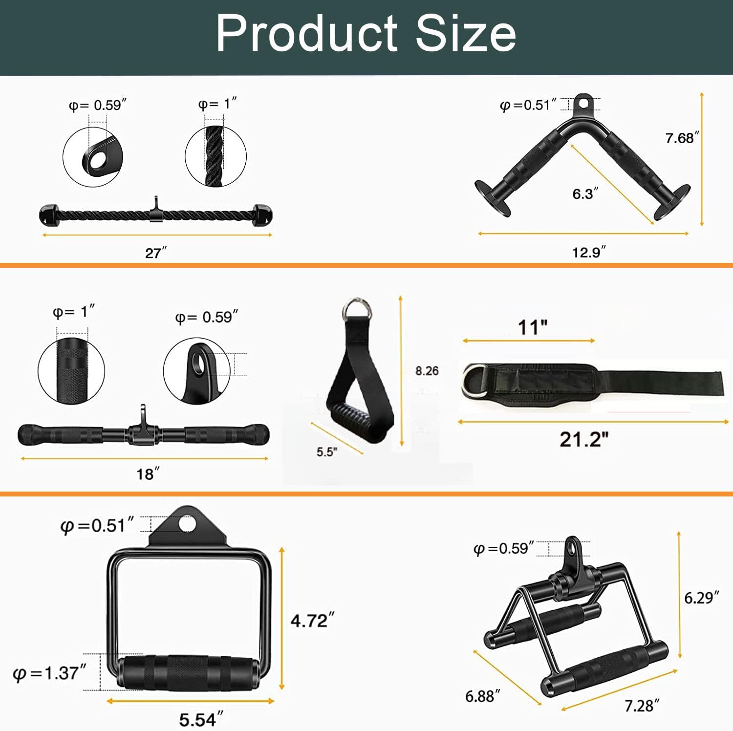 Solid Cable Machine Attachment - Versatile Gym Cable Attachments for Strength Training