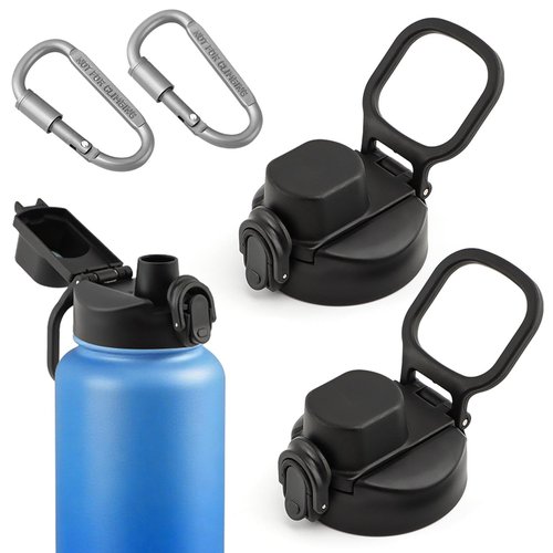 Herxsin 2 PCS Water Bottle Lid Replacement for Wide Mouth 32oz/40oz/64oz, Auto Spout Lid Compatible with Bubba Trailblazer, Portable Replacement Cap, Nozzle with Button Lock