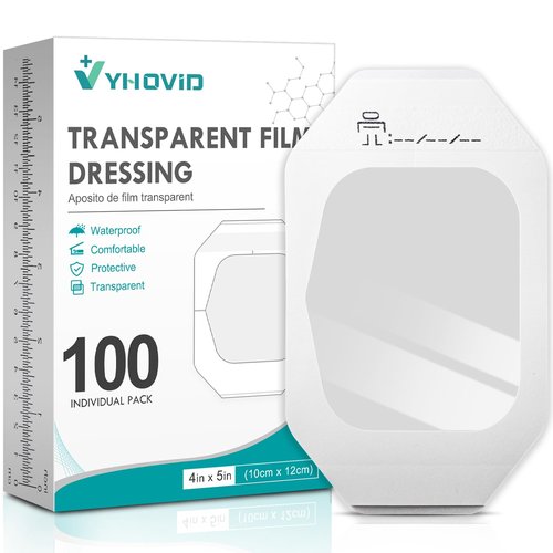 100 Packs Transparent Film Dressing 4" x 4.75" - Waterproof Bandages for Swimming, Showering, Wounds, Post Surgical Shower or IV Shield, Tattoo Aftercare Bandage, Scar Therapy, Adhesive Patches