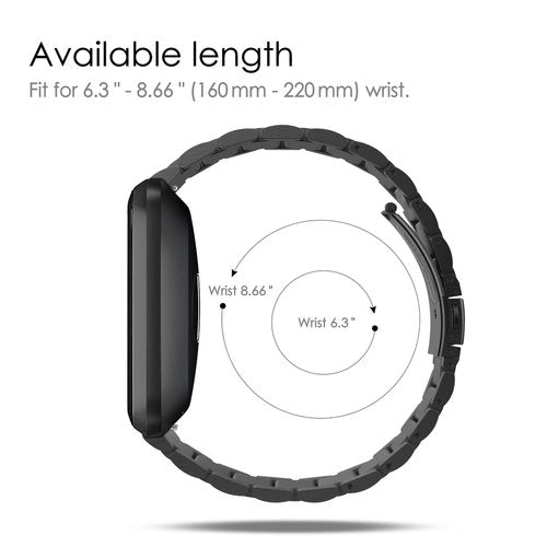 FINTIE Metal Band Compatible with Fitbit Versa 2 1 and Lite Edition, Solid Stainless Steel Strap Replacement Wristband Business Bracelet, Black