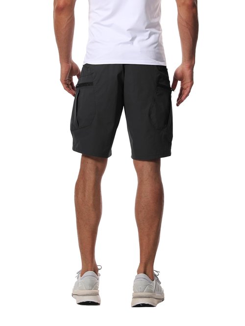 AUTIWITUA Men's Hiking Cargo Shorts Quick Dry 9" Lightweight Tactical Work Shorts with Pockets(No Belt) Solid Black