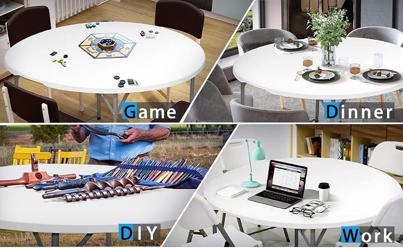 54 Inch Round Folding Table - Portable 4.5ft Bifold Design for Indoor & Outdoor Use
